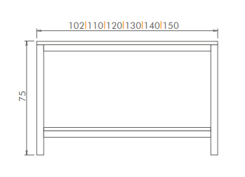 Dimensiones: 75 cm × 102|110|120|130|140|150 cm